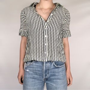 Finley‎ Theo Striped Clip Dot Button-Down Short-Sleeve Shirt